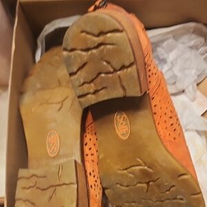 SAS Orange Perforated Leather Shoes